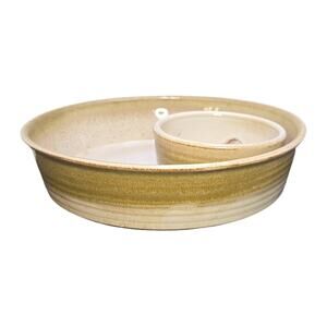 English Stoneware Chip/Dip Bowl Attached Center Serving Platter Vintage 1982